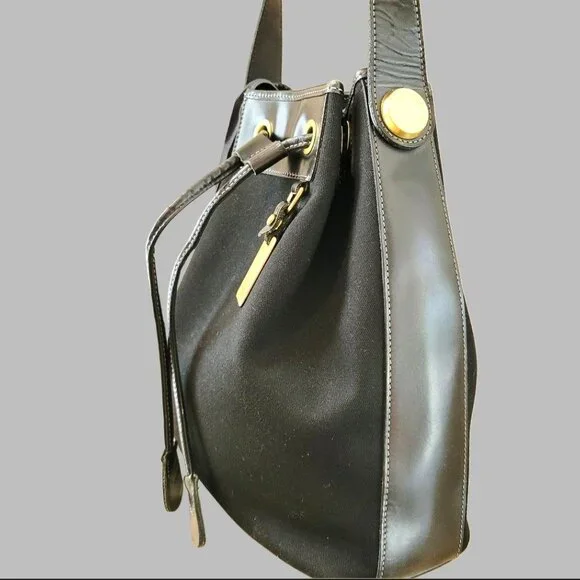 Vintage Dooney & Bourke Black Canvas Drawstring Tote | Made in USA - Picture 16 of 16